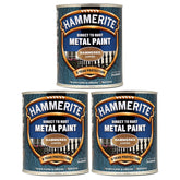 3X Hammerite Hammered Copper Paint 750ml Tin Paint